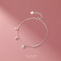 Minimalist Design Women 925 Sterling Silver Heart Charm Sparkling Diamond Bracelet