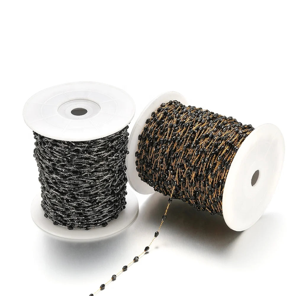 Factory Price Customizrd New Stainless Steel Black Chain Necklace Bracelet DIY Jewelry Accessories