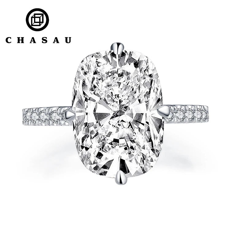 Newest Romantic Cushion Cut Super Big 6 Carat Cubic Zircon S925 Sterling Sliver Engagement CZ Rings