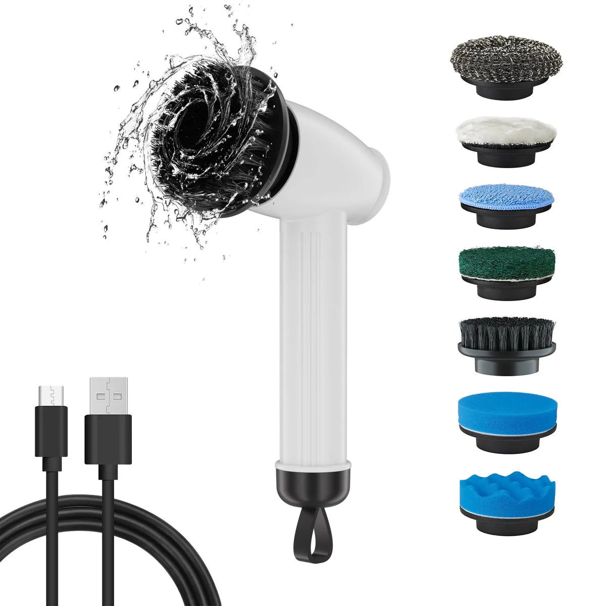 Cycle Tree Electric Handheld ABS Plastic IPX8 Waterproof Eco-Friendly 2400mAh Battery Nylon Brush Toilet Cleaning Tool Kit MegaBDM