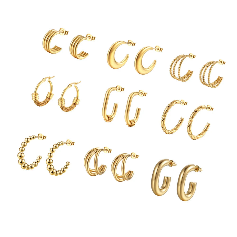 Minimalist C Shaped Earring Stud Stainless Steel Jewelry PVD Gold Stainless Steel Fashion Jewel Chunky Earring Frauen Ohrring