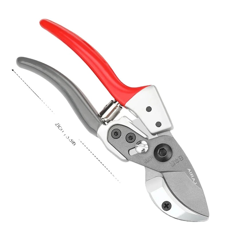 AIRAJ Professional Industrial Manual Stainless Steel Anti-Slip Grip Bypass Pruning Shears for Fruit Trees Flower Bonsai Bonza