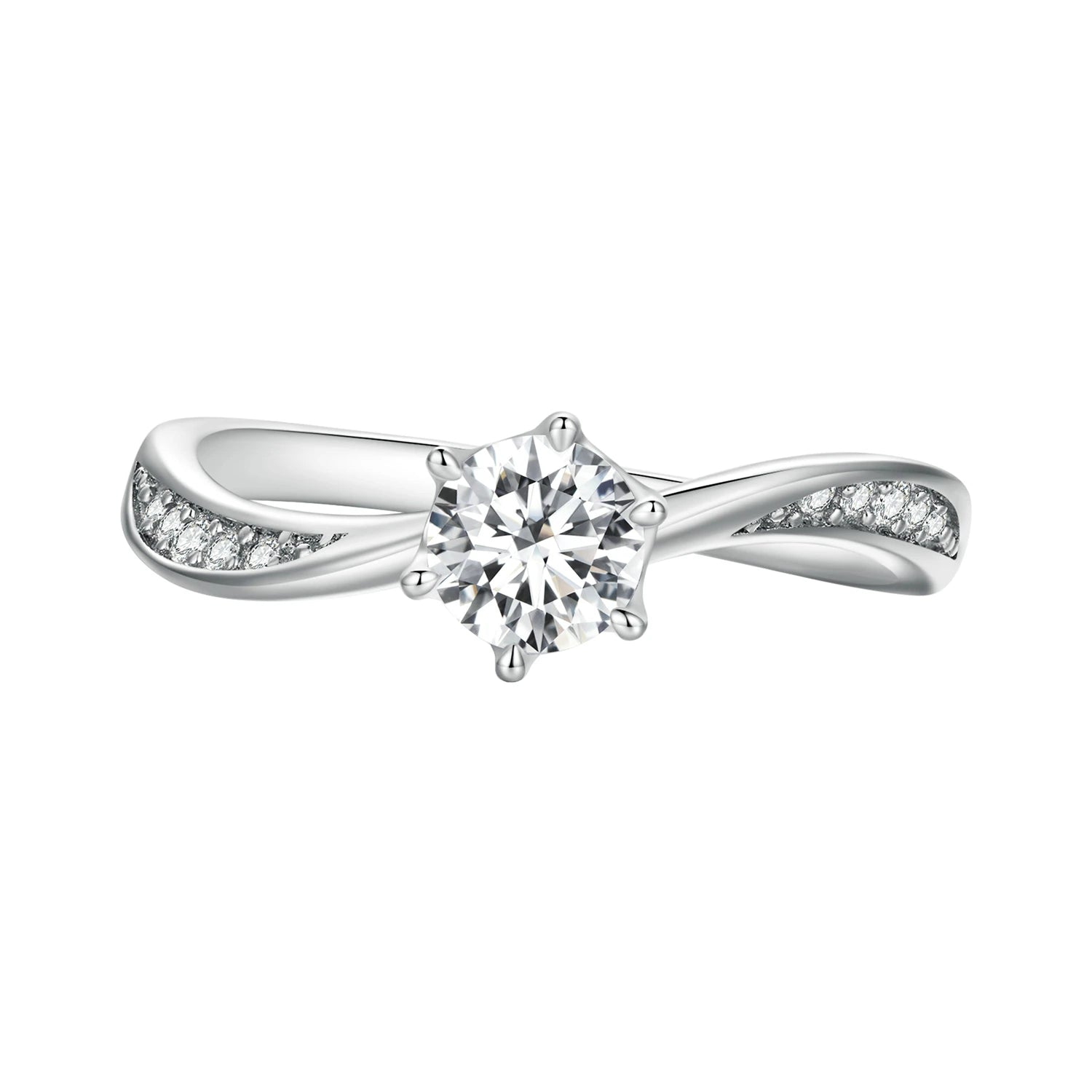 925 Sterling Silver Minimalist Geometric Twisted Finger Ring Pave Setting CZ Band for Women Engagement Anniversary Gift BSR420