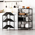 Multi-Layer Floor-Standing Home Metal Collapsible Stackable Kitchen Rack Carbon Steel Storage Foldable Display Rack