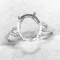 Sterling Silver 9*11mm Semi Mount Ring Empty Frame Blank Support Setting S925 Base Holder Without Center Stone for DIY Inlay