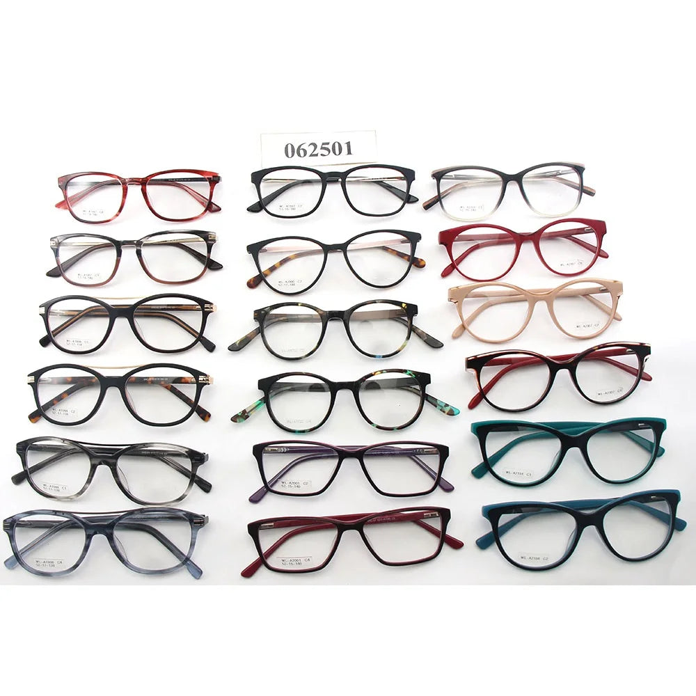 Good Quality Stock High End TR 90 Acetate Metal Mixed Different Shape Oval Unisex Fashion Eyeglasses Optical Frames Bulk Premium