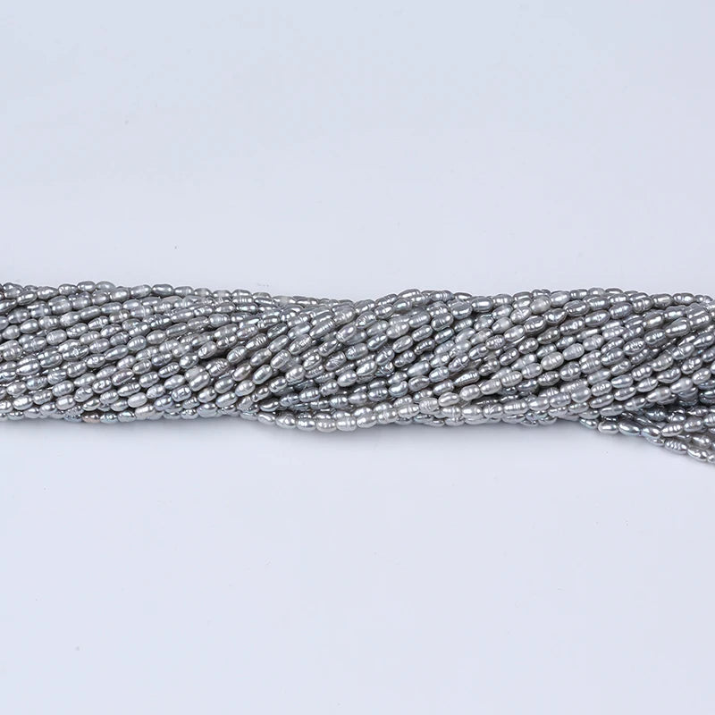 Natural Gray Rice Shape Freshwater Pearl Beads Strings 3-3.5mm Wholesale