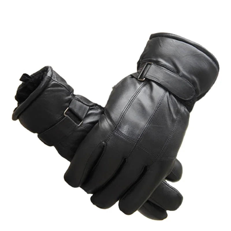 MWFur Men's Sheepskin Mittens Inside Sheep Fur Hand Warmer Sheepskin Gloves for Men Winter Mittens Winter Thicken