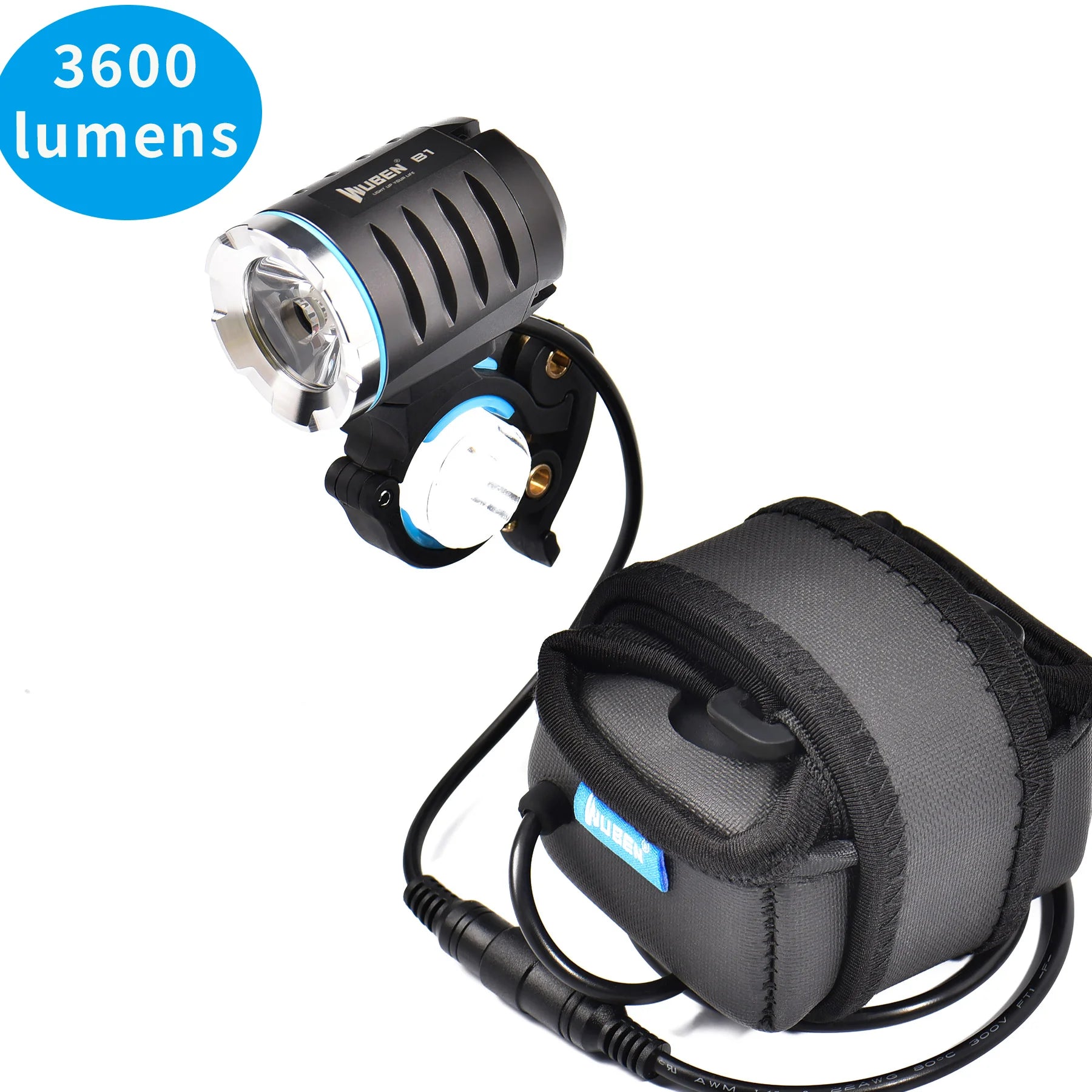 Waterproof Rechargeable 3600 Lumen LED Bike Light Super Bright Front Light 179m Beam Distance 164g Lightweight Battery Powered