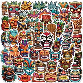 50pcs Traditional ancient tribal aboriginal decals African mask sticker