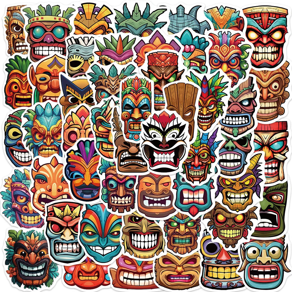 50pcs Traditional ancient tribal aboriginal decals African mask sticker