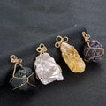 Wholesale Natural Crystal Pendant Healing Crystal Rough Stone Irregular Raw Crystal Wire Wrap Pendant Necklace