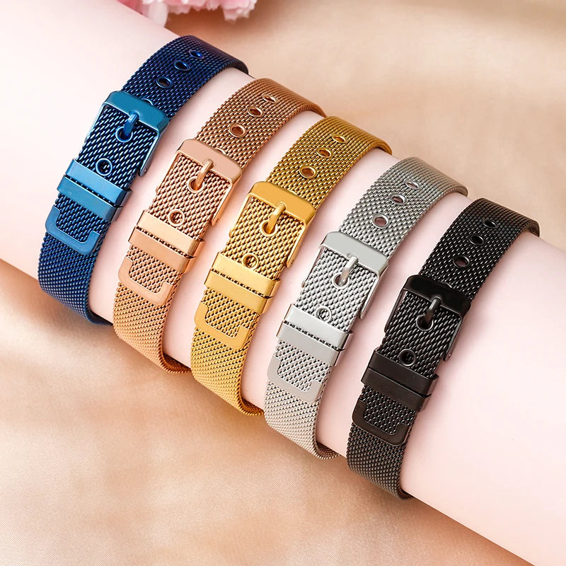 Stainless Steel Fashion Watch Band with Quick Release Mesh Strap Fold Clasp 10-22mm Replacement Ultra-thin