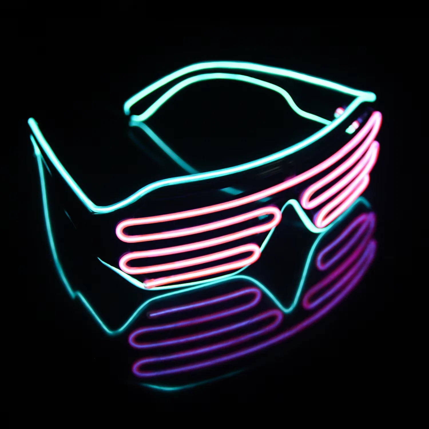 Bicolor EL Wire Reusable Big Luminous LED Party Favors Light up Glasses Glowing Flashing Neon Eye Glasses for Party