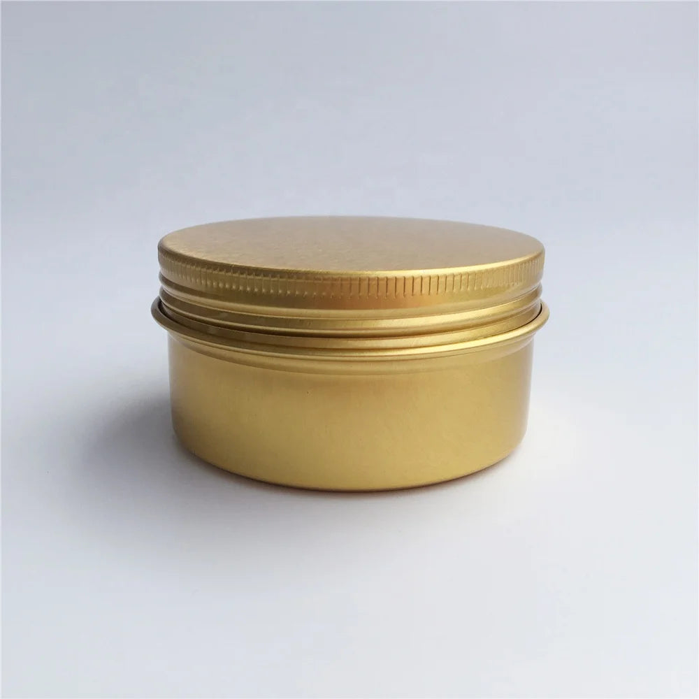 80ml 80g Gold Round Aluminum Jar Pot With Screw Top Lid Metal Candle Tin Can Soap Storage Container Tin Box