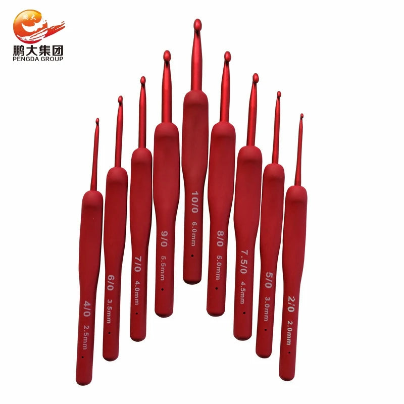 Furls Knitting Needles Tulip Tunisian 9pcs Red Crochet Hook Set TPR + Aluminum with case