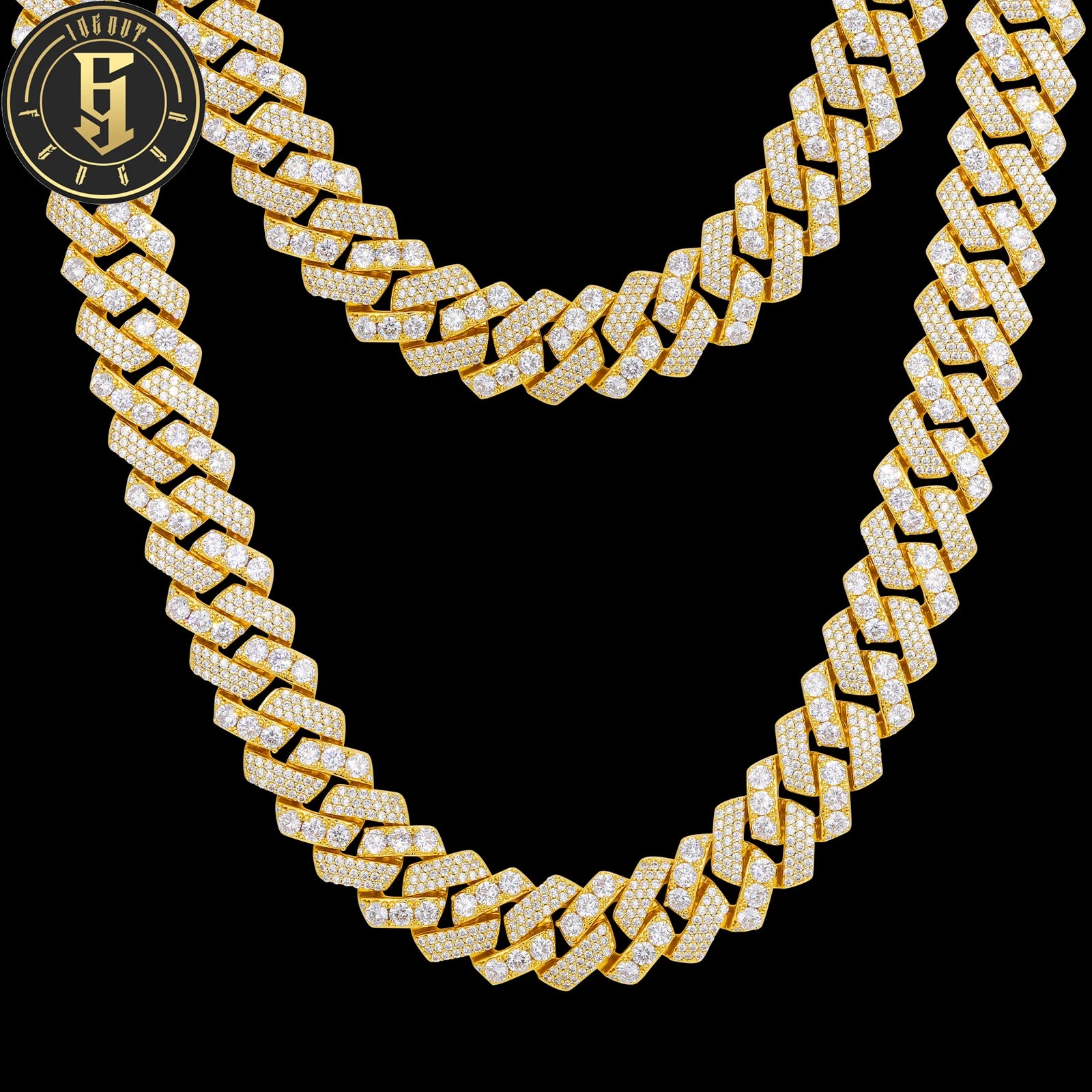 Hip Hop Jewelry Fashion Mens 18mm Gold Plated Full 5A Zircon Diamond Iced Out Rhombus Cuban Chain Necklace