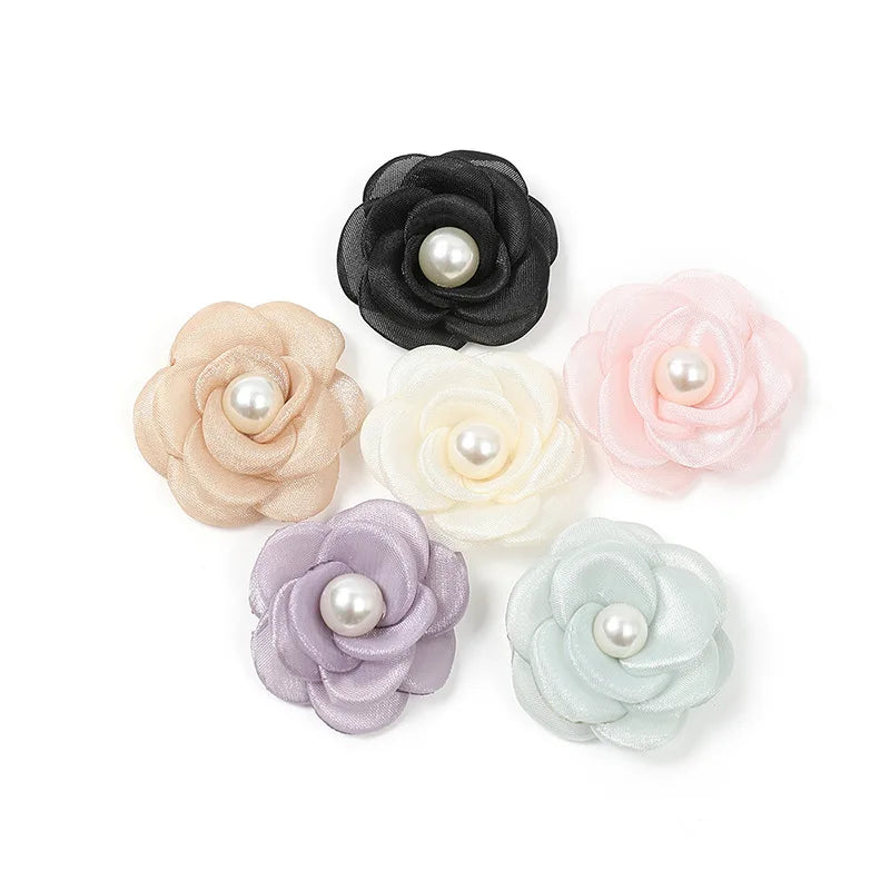 Wholesale Korean Style Organza 3d Rosebuds Diy Artificial Decorative Flower Handmade Fabric Flowers for Clothing Accessories