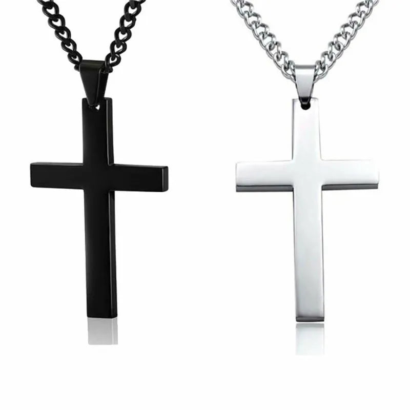 Croce Collana Sacerdote Cross Pendant Necklace Women Men Stainless Steel Link Chain Punk Hip Hop Jewelry Cross Necklace
