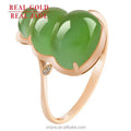 Certified Grade a Cat's Eye Spinach Green  Hetian Jade Green Jade Gourd Natural Jade 18K Rose Gold Female Ring Fashion Ring