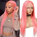 Pink Full Lace Wig Straight Cuticle Aligned Virgin Hair Lace Front Wigs 18 Inch Pre Plucked Bone Straight Human Hair Wig