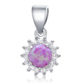 Newest Europe 3A Cubic Zirconia Rhodium Plated Pendants Hola Shape Pink Opal Fashion 925 Sterling Pendant