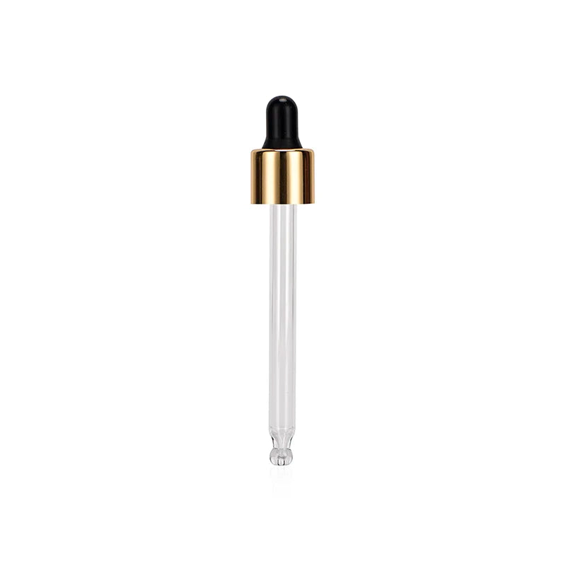 Custom 18/410 20/410 Glass Dropper Glass Pipette Aluminum Dropper for Essential Oil Bottles