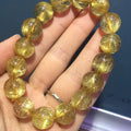 Wholesale Loose Gemstone 4mm-12mm Natural Smooth Gold Rutilated Loose Gemstone Beads Strand for Bracelet Making