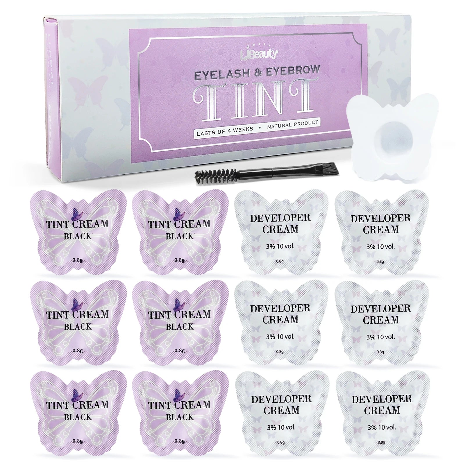 Customization Long-lasting Waterproof Black Eyelash and Eyebrow Dye Cream and Developer Cream with Container for Stirring