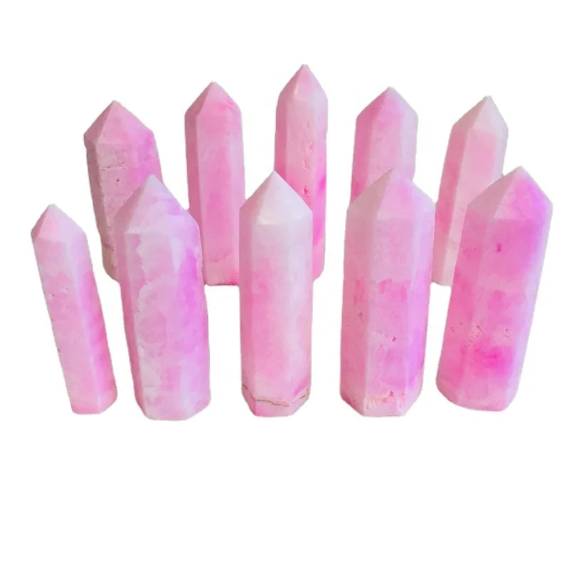 Wholesale Natural Crystal Stone Pink Aragonite Points Pink Mangano Calcite Point for Gift Decoration