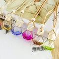 7ml Car Air Outlet Unique Oval Wooden Hang Rope Cover Diffuser Car Perfume Bottle Essential Oil Bottle Glass 8ml Capacity