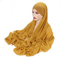Wholesale Luxury Designer Chiffon Headscarf Women Polyester Plain Two Piece Turban Hijabs Set