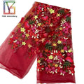 Luxury Women Flower Embroidery Tulle Lace African Bridal Dress Mesh Fabric Dress 3D Lace Fabric
