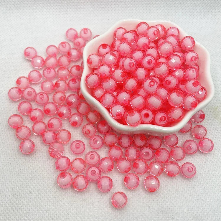 Wholesale 500g/pack 8mm 10mm 12mm Round Acrylic Beads Colorful Transparent Multi-faceted Beads