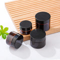 Wholesale 20g 30g 50g  Amber Glass Jar Cosmetics Empty Body Face Cream Glass Jar with Black Lid