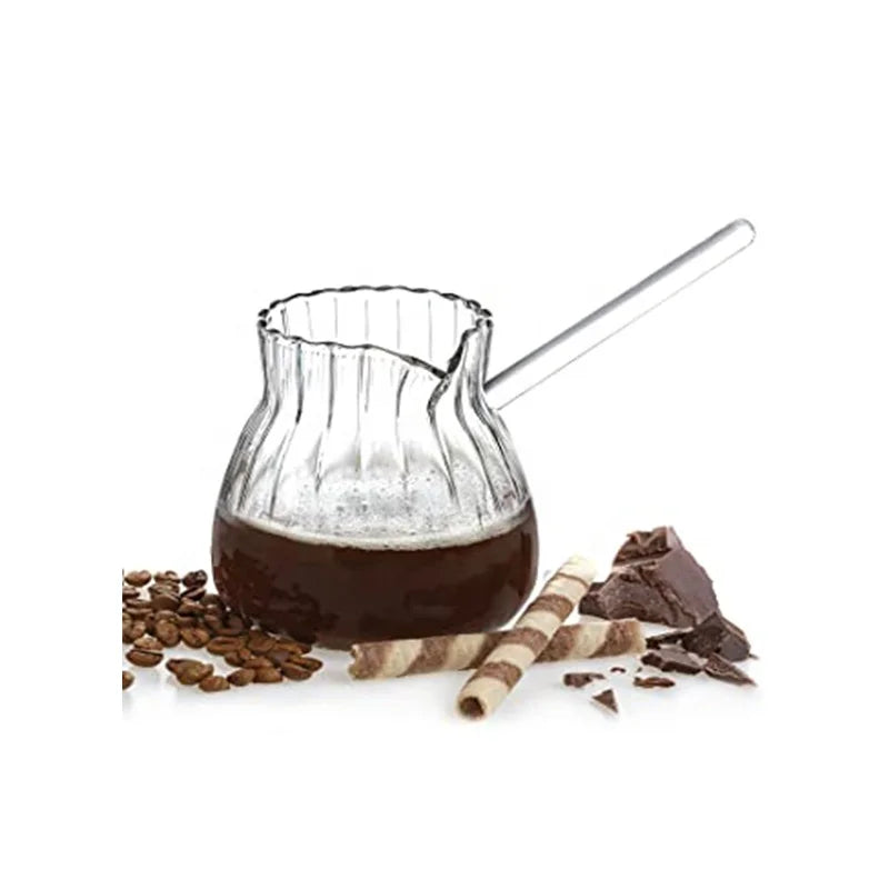 Hot Sale Eco-Friendly Classic Transparent Hand Drip Coffee Pot Coffee Server Kettle Heat Resistant Glass Curved Turkish Tea