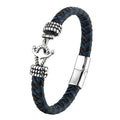 European American Men Titanium Steel Bracelet Cowhide Leather Braided Anchor Stainless Steel Rope Leather Bracelet OT-145