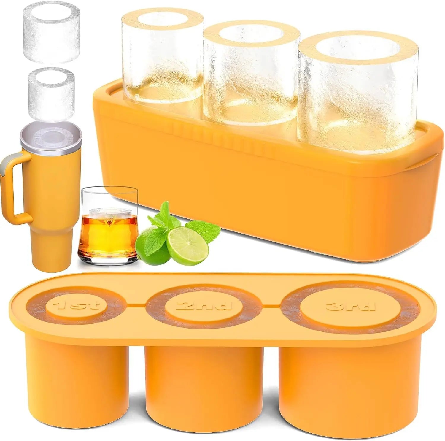 Silicone Cylinder Shape Stanley Cup Ice Mold Cube Tray Ice Maker for Whiskey Cocktail Drinks and Coffee 20Oz 30Oz 40Oz