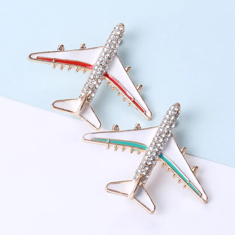 Luxury Men's Accessories Rhinestone Airplane Brooch Pin Party Clothes Decoration Wholesale Men's Jewelry Bag Accessory Design
