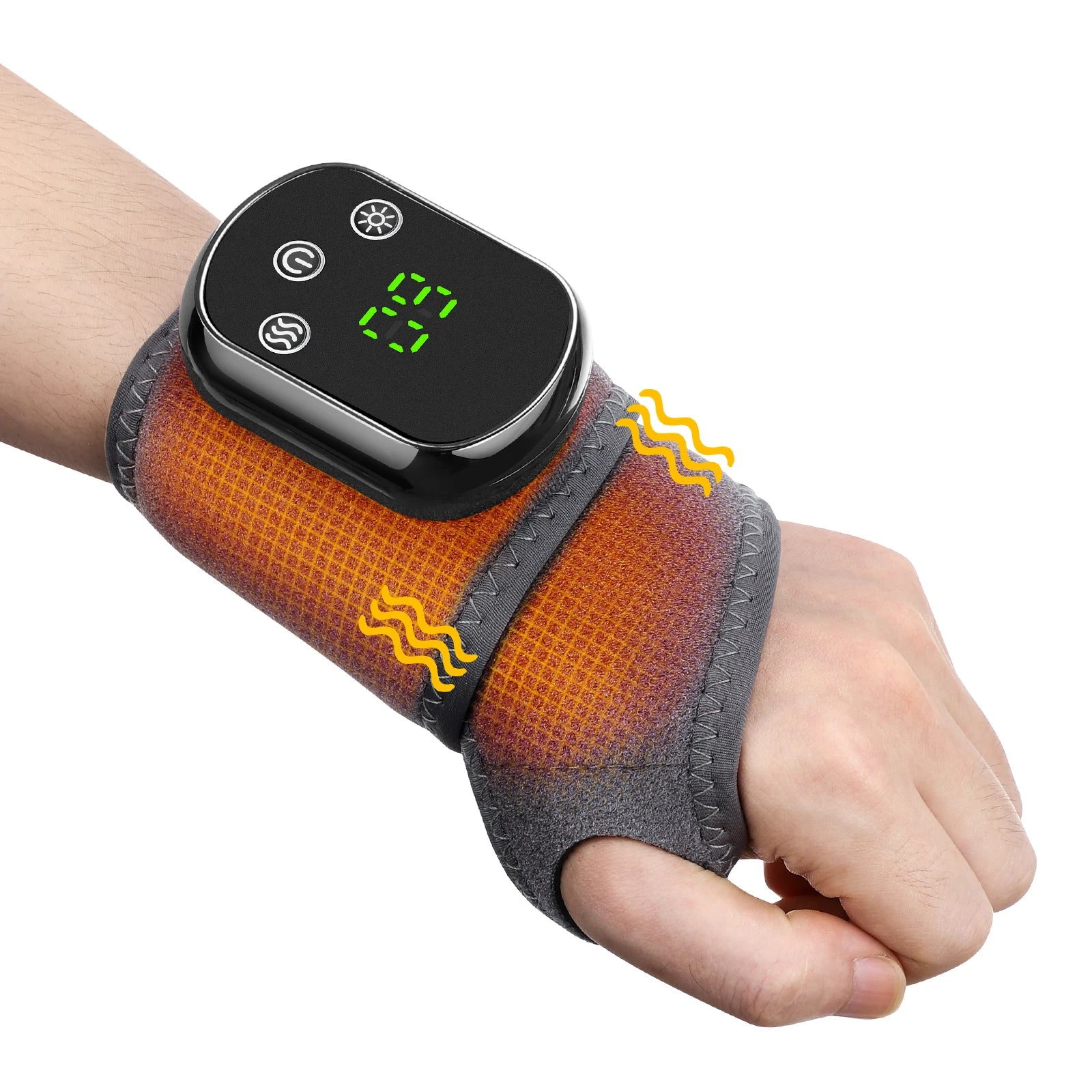 USB Rechargeable Electric Wrist Wrap Hand Massager Vibration Hot Compress Belt with Heating Feature