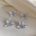 Minimalist Jewelry Stud Earrings S925 Silver Needle Earrings Crystal Butterfly Earrings for Women
