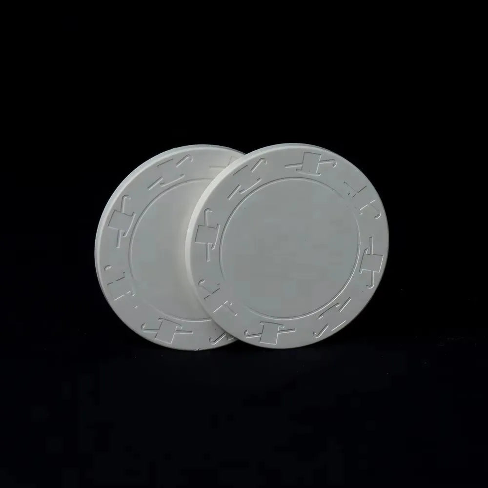 39mm White Blank Top Hat and Cane Ceramic Poker Chips 10g with Engrave White Rounded Chips Factory Custom logo