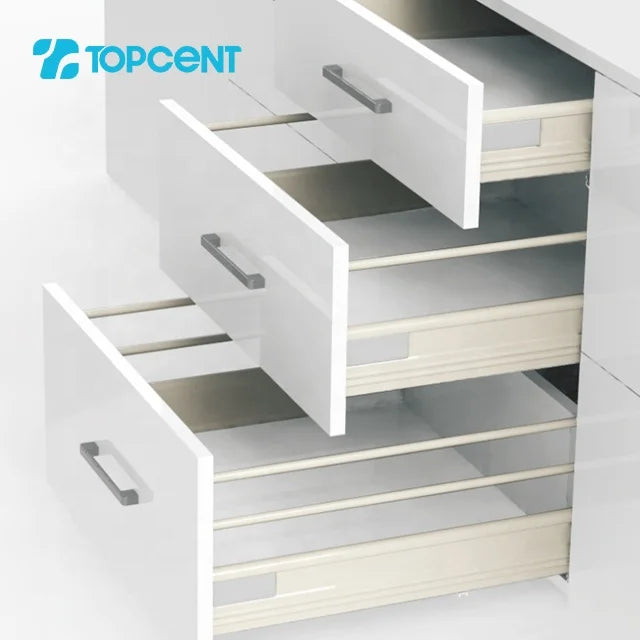 TOPCENT Full Extension Metal Sliding Rail Soft Close Kitchen Drawer Slides