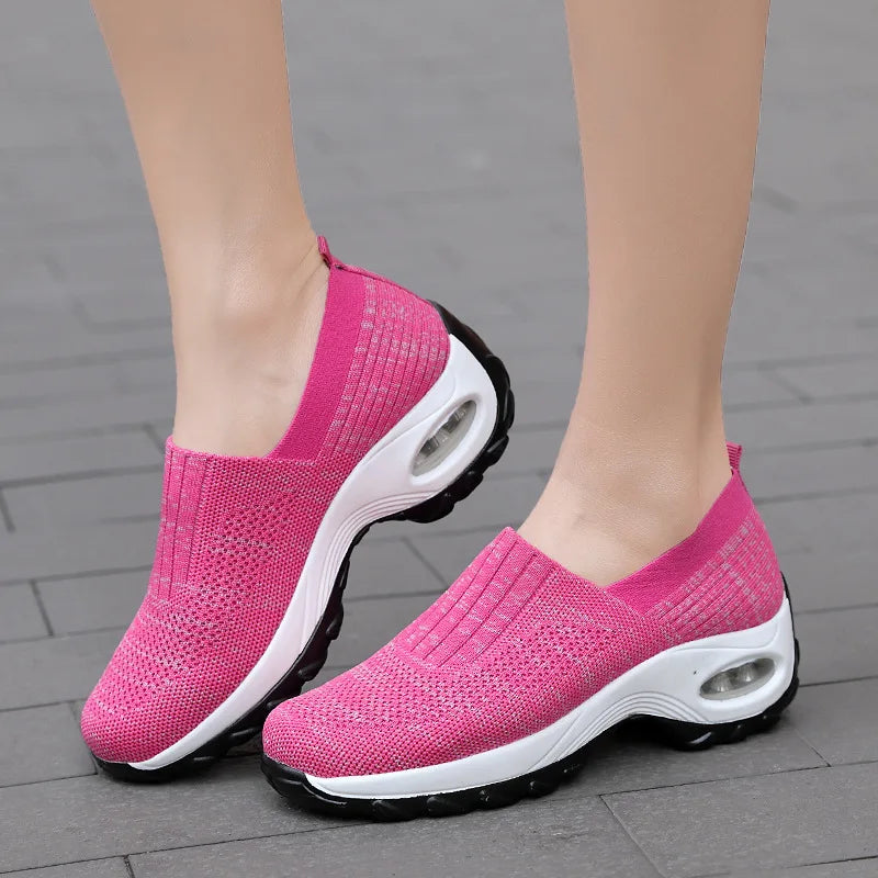 Hot Sale Fly-Woven Mesh Breathable Shoes Quick-Drying Lightweight Wear-Resistant Lazy Heightening Casual Shoes