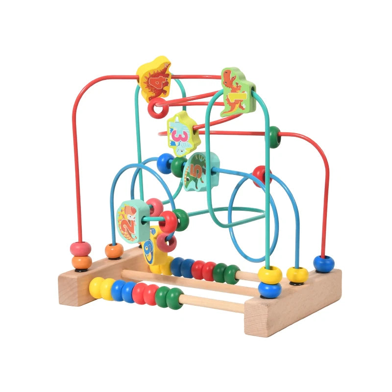 Montessori Bead Maze Roller Coaster Circle Puzzle Game Dinosaur Colorful Activity Sensory Education Toys for Kids Boys Girls