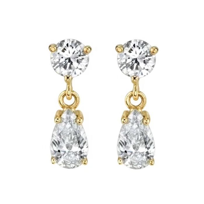 LOZRUNVE 925 Sterling Silver Classic Rainbow Teardrop Earrings 18k Gold