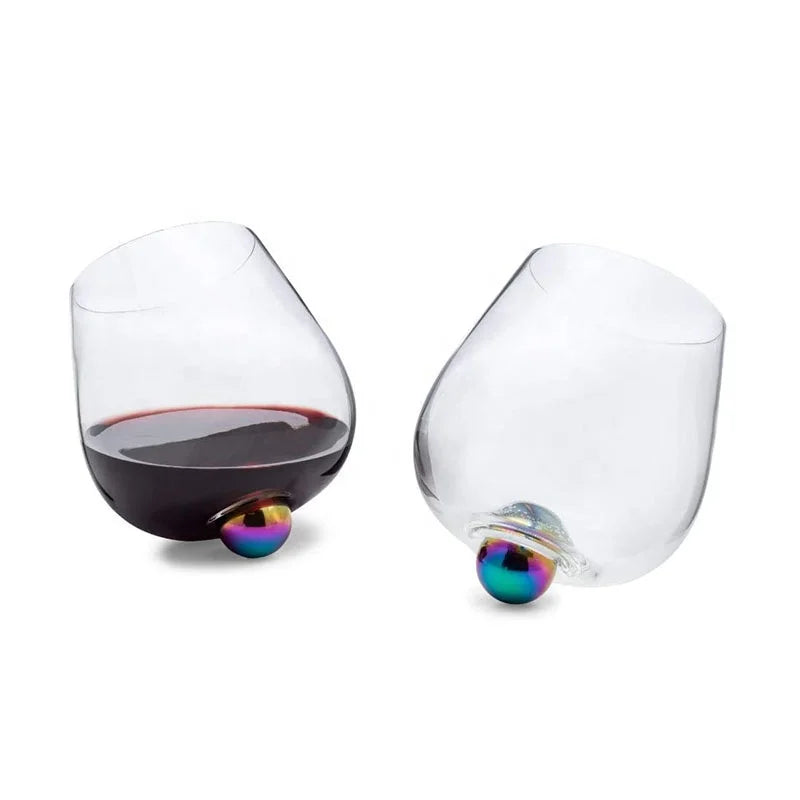 Stemless Transparent Handmade Mouth Blown Wine Glass No Spill Aerating Rose Gold Personalized Wine Tumbler Red Wine Glasses