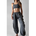 L800822 2026 Spring Summer Clothing Cotton Women Joggers Sweat Pockets Cargo Pant and Crop Tank Top Set Causal 2 Piece Set Women