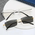 Business Photosensitive Color Change Ocular Anti-Blue Light Computer Eyewear Small Rectangle Rimless Photochromic Sunglasses