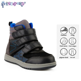 Princepard Antiskid Casual Sneaker Children's Orthopedic Leather Shoes with Arch Support Winter Boots for Boys and Girls